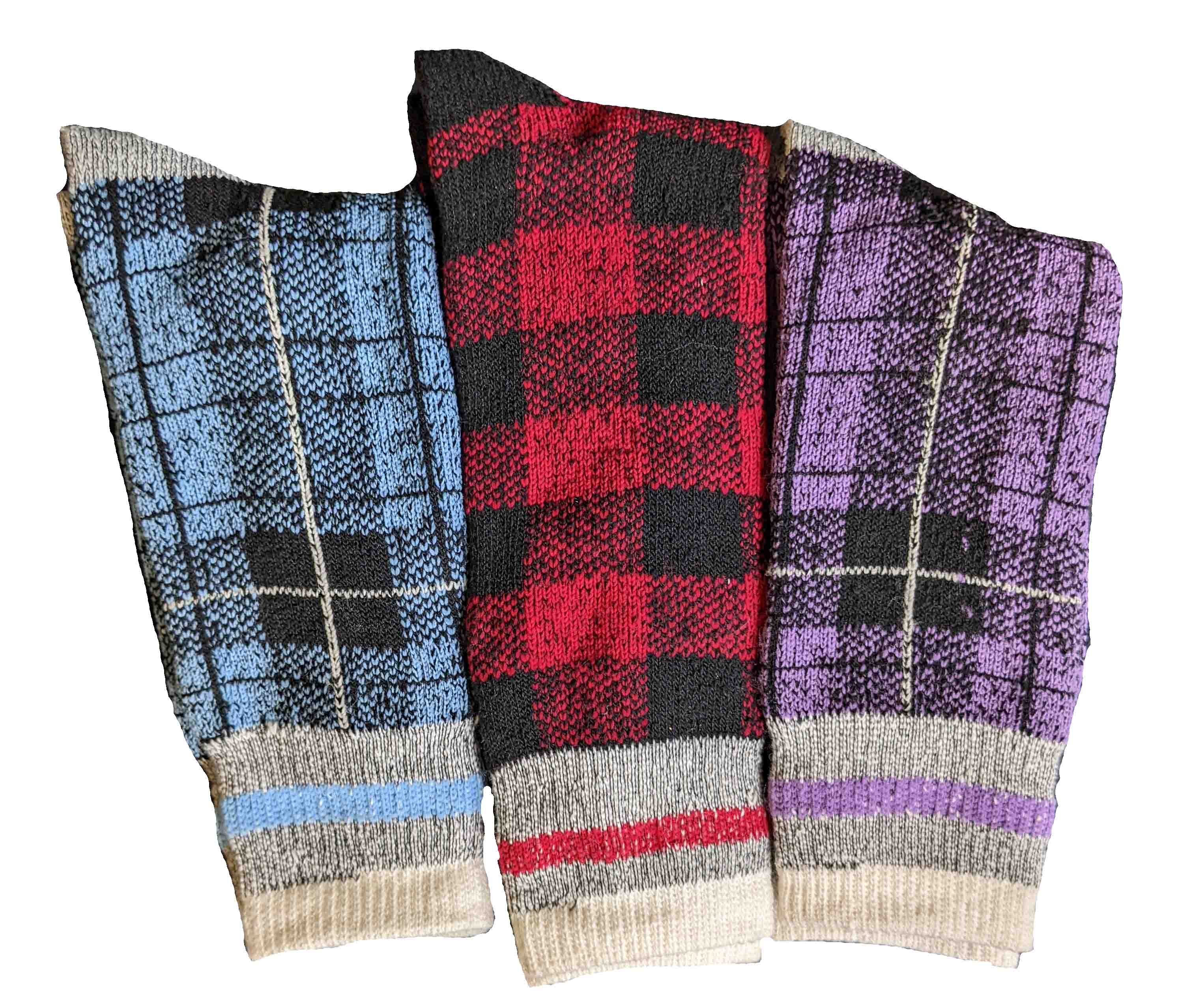 Women's Plaid Thermal Sock - Click Image to Close